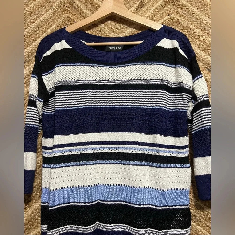 White House Black Market Women's Striped Lightweight Open Knit Sweater,Size XS - Picture 2 of 8